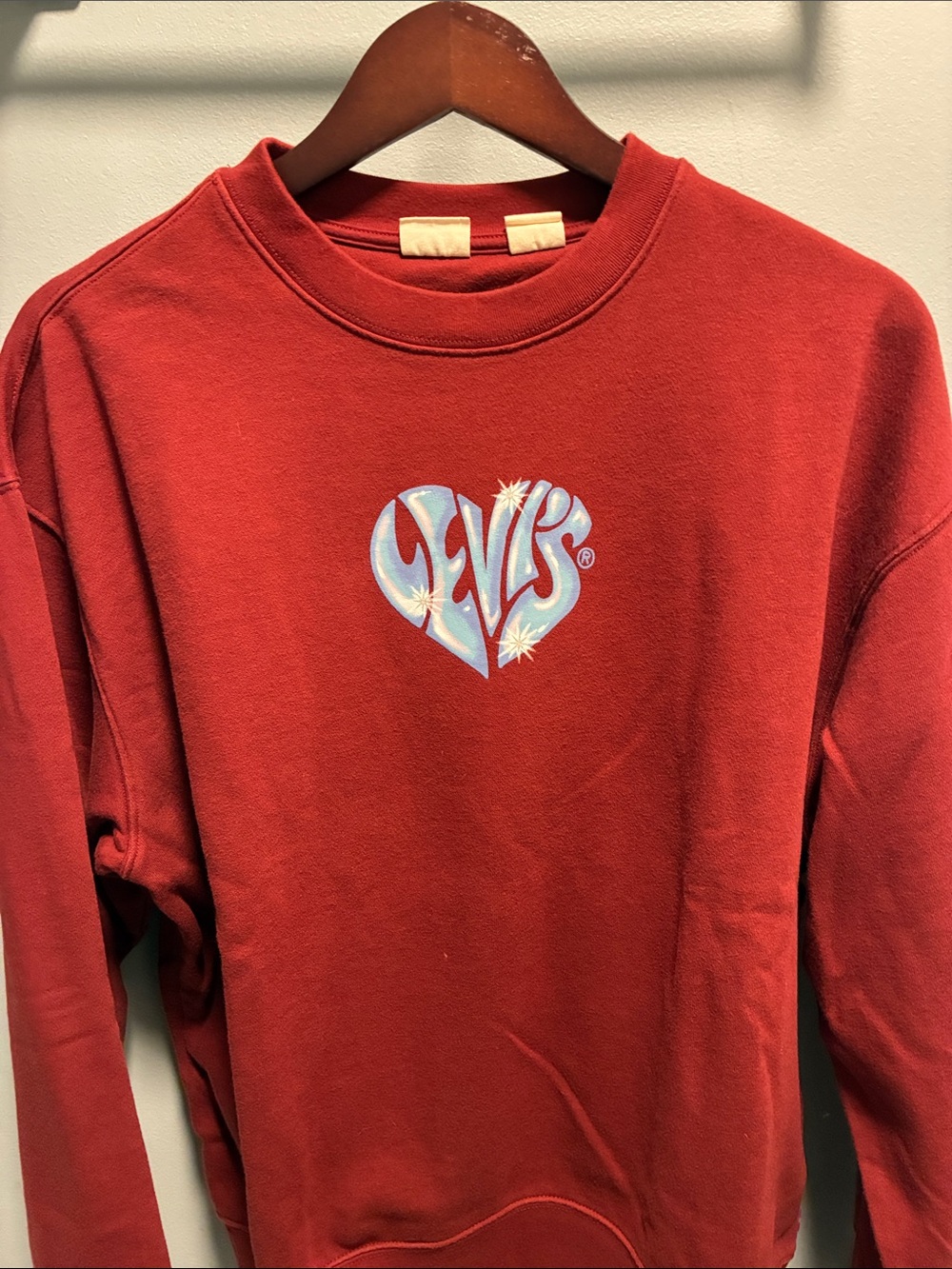 Levi's Red Sweatshirt with Blue Heart Logo